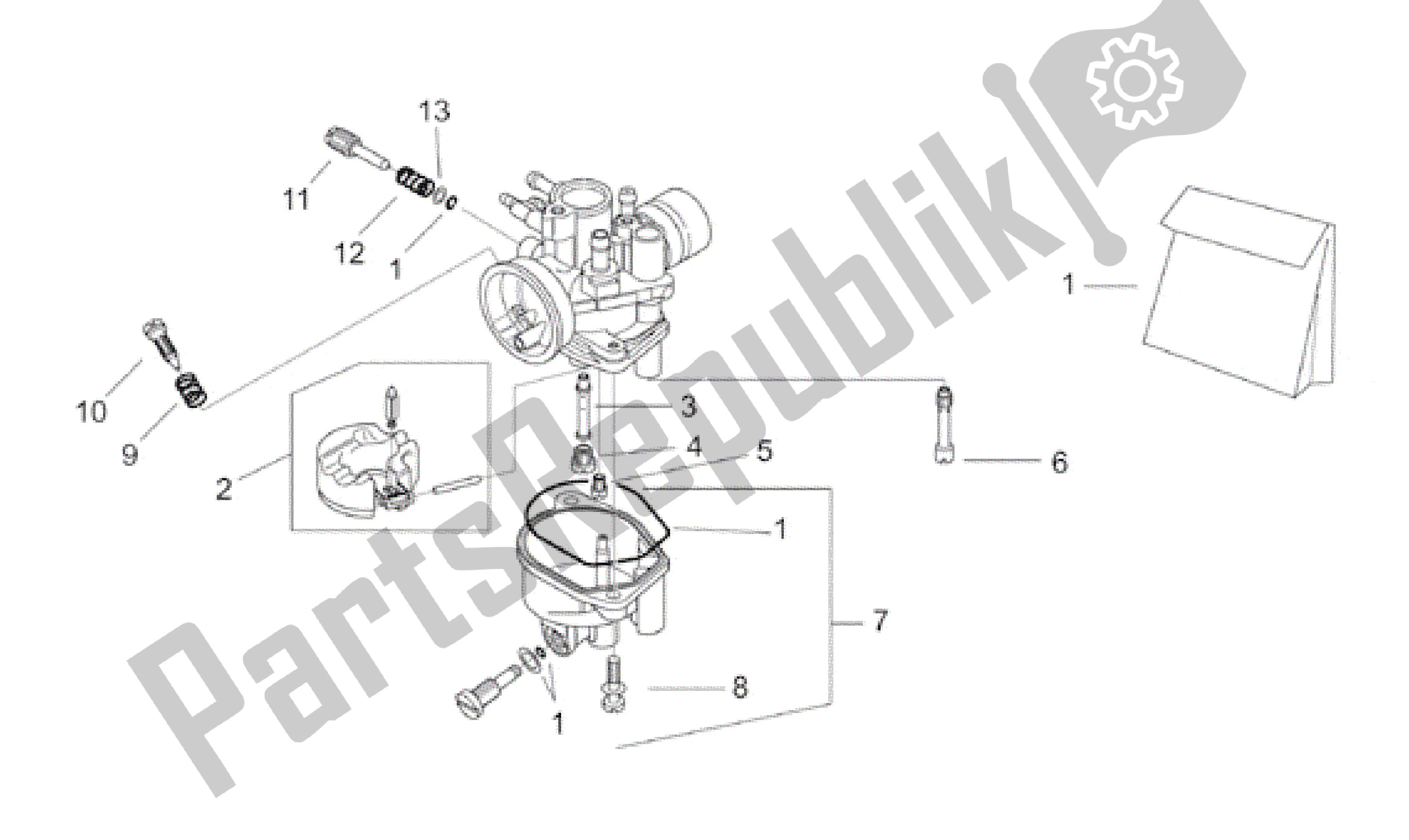Carburettor ii spare parts for Aprilia Sonic from 1998 - 2001 